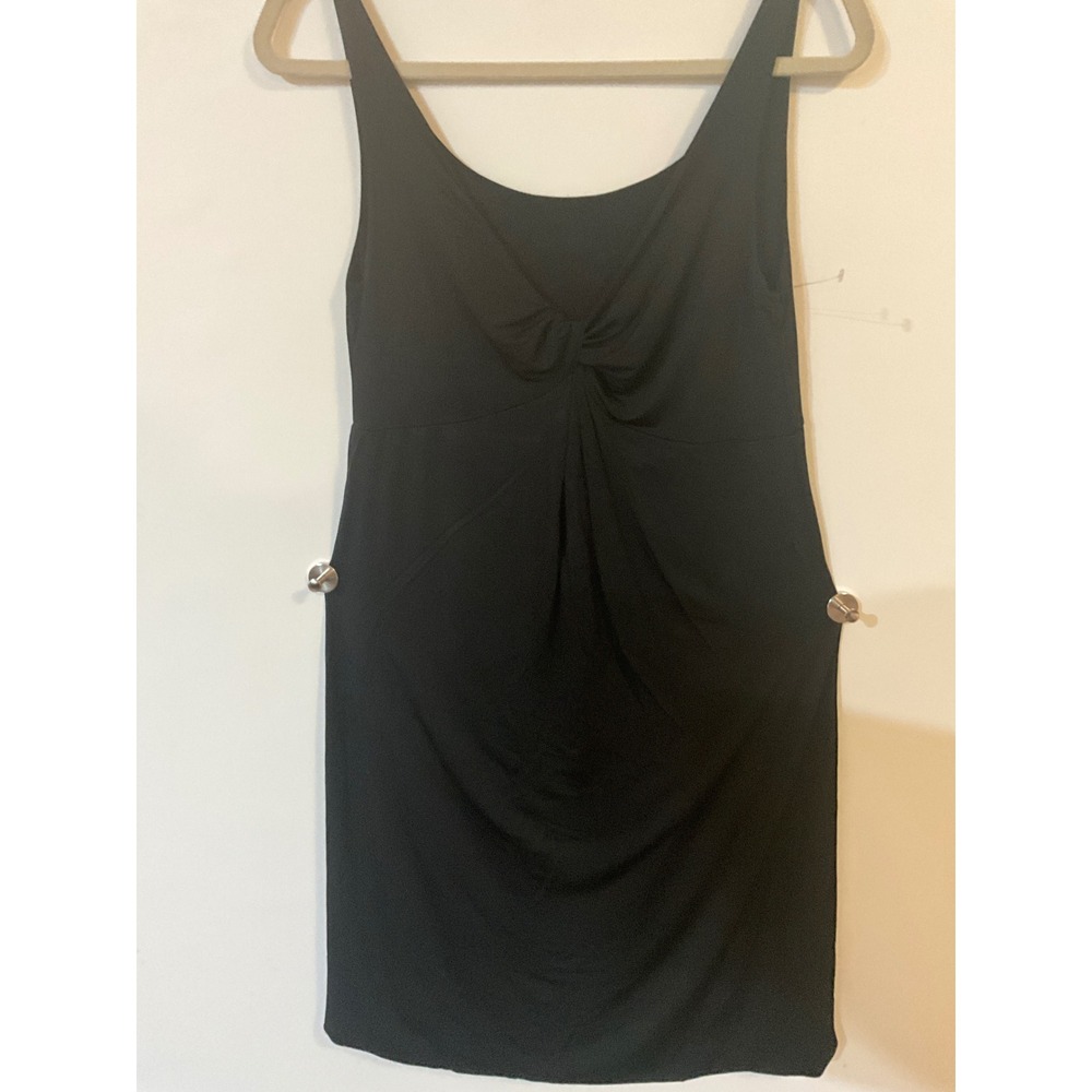 Fabiana Filippi Black Sleeveless Knot Front Draped Dress Made in Italy